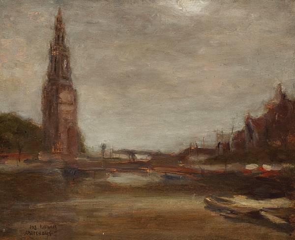 Appraisal: Joseph Raphael - Old Tower Amsterdam signed and inscribed 'Jos