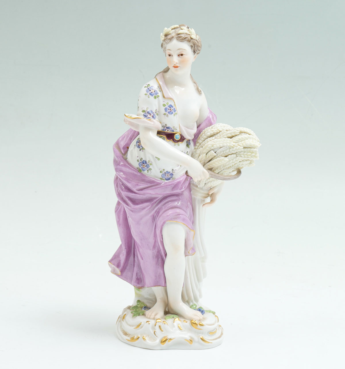 Appraisal: MEISSEN FIGURE WOMAN W WHEAT Meissen porcelain semi-nude female wheat