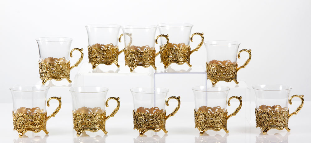 Appraisal: - Group of Tea Glasses Group of ten tea glasses