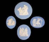 Appraisal: Four Wedgwood Light Blue Jasper Loose Numbered Medallions ca late