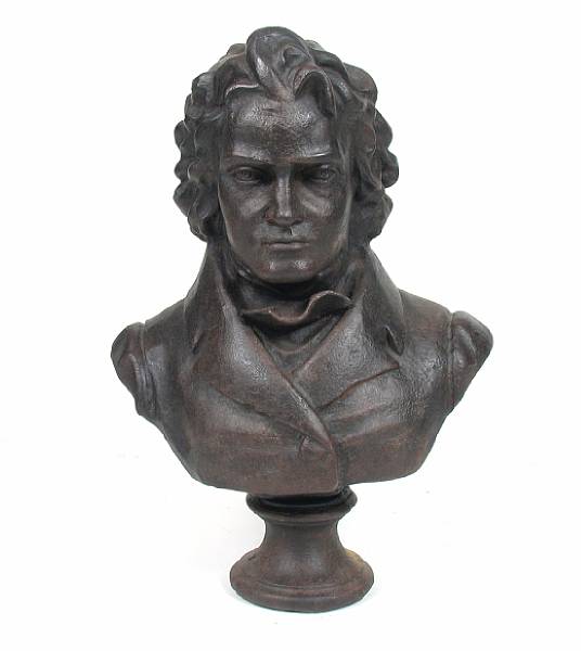 Appraisal: A cast iron bust of Beethoven height in width in