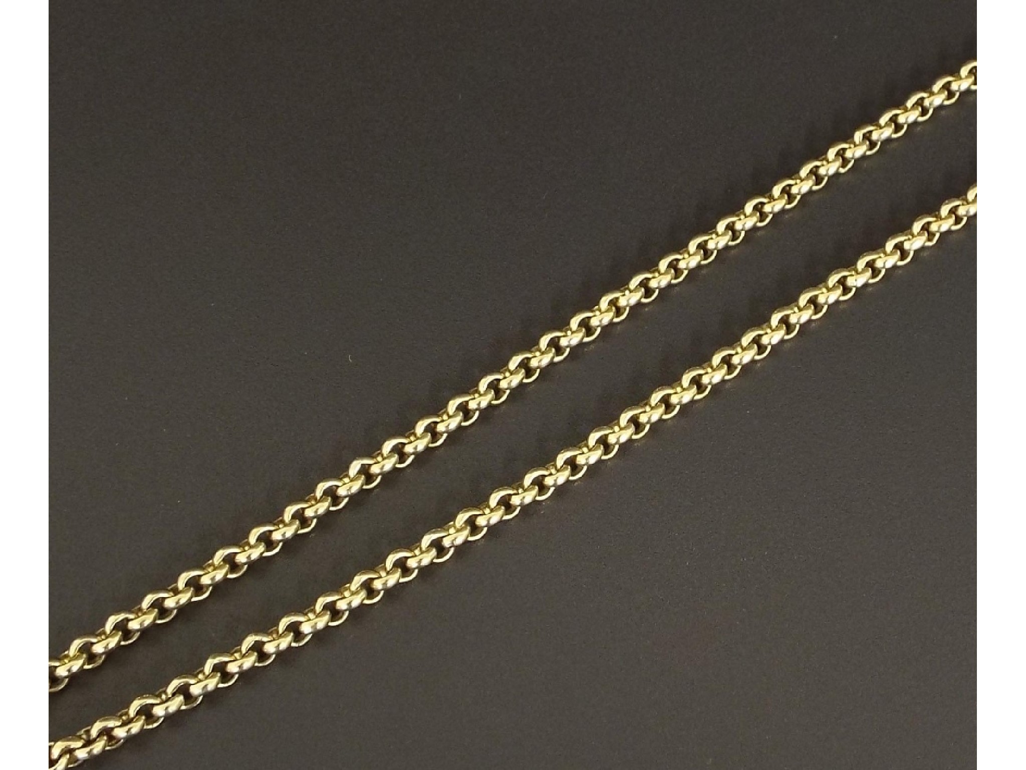 Appraisal: Good quality k yellow gold belcher necklet gm long