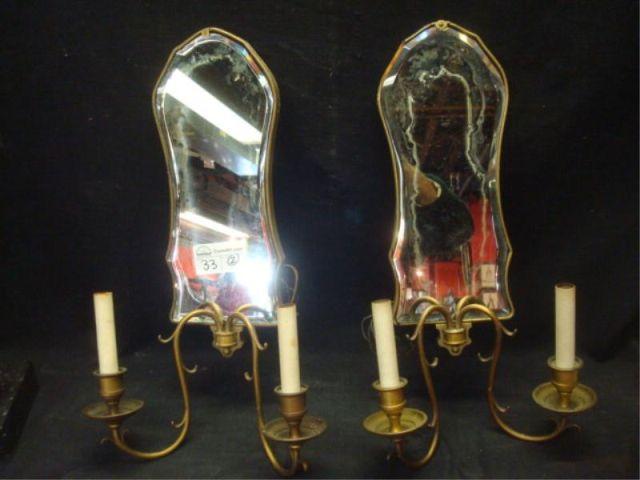 Appraisal: Pair of Gilt Metal Arm Sconces One as is