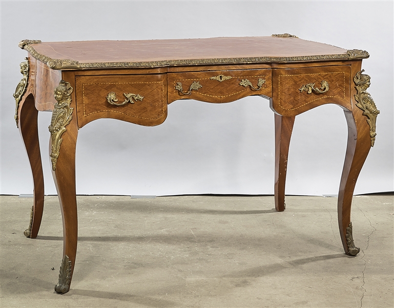 Appraisal: th C Louis XIV style bureau plat with figural ormolu