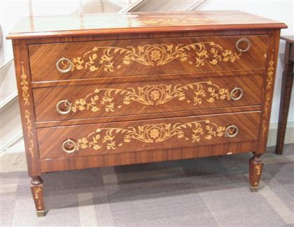 Appraisal: Continental kingwood marquetry inlaid commode th century The rectangular top