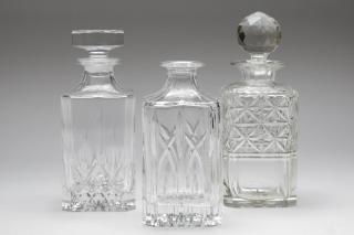 Appraisal: Cut Crystal Decanters Vintage Group of Colorless glass square bottles