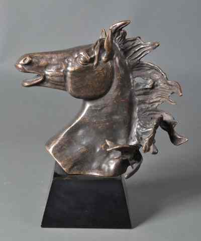 Appraisal: A Large Bronze Figure of a Stylized HorseFinely molded to