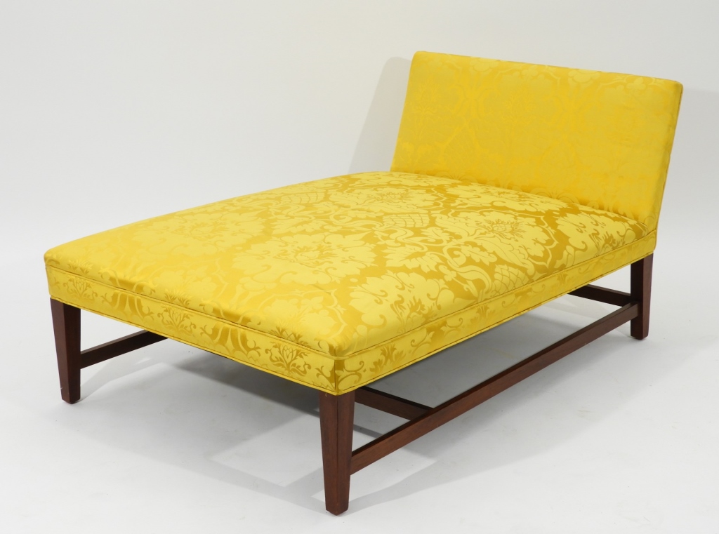 Appraisal: AMERICAN MAHOGANY ROYAL YELLOW SILK CHAISE LOUNGE United States th