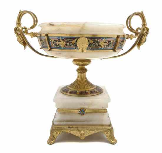 Appraisal: A Continental Onyx Champleve and Gilt Bronze Mounted Bowl of