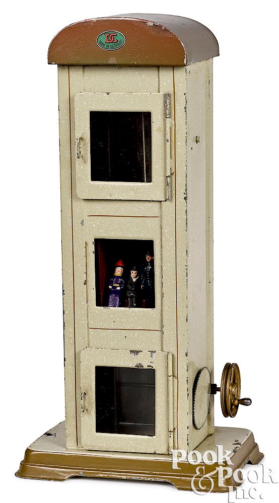 Appraisal: Doll Cie elevator steam toy accessory Doll Cie painted tin