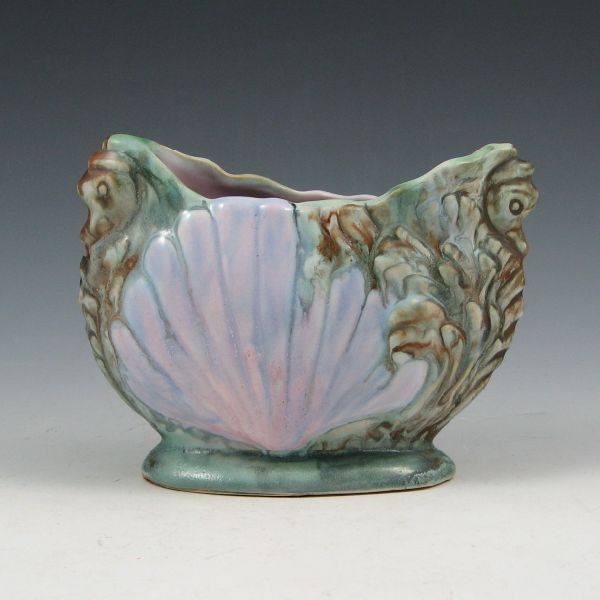 Appraisal: Weller Sabrinian pillow vase with seahorses Marked with Weller Pottery