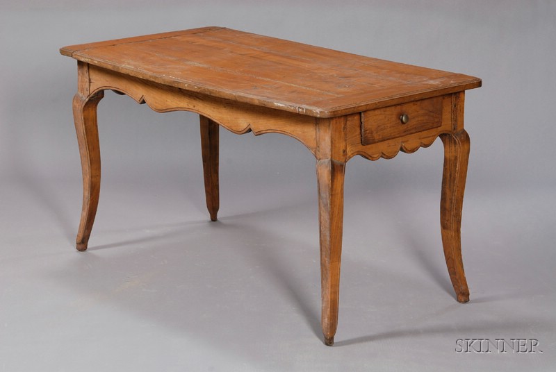 Appraisal: Louis XV Provincial Cherrywood Kitchen Table th century with breadboard