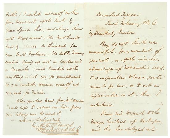 Appraisal: DICKENS Charles Autograph letter signed to Lady Lucie Duff Gordon