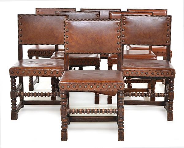 Appraisal: A HARLEQUIN SET OF EIGHT JACOBEAN STYLE DINING CHAIRS TH