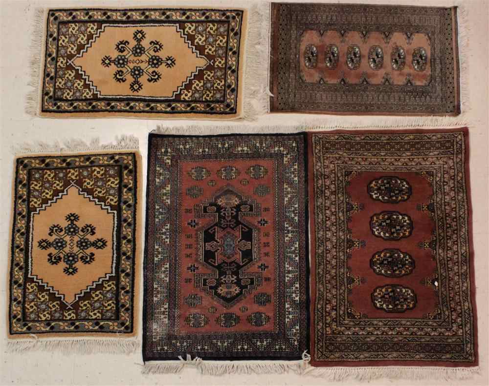 Appraisal: FIVE ASSORTED SMALL ORIENTAL RUGS includes three bokharas - two