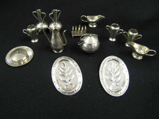 Appraisal: Sterling Silver Miniatures toast rack platter vases sauce boats more