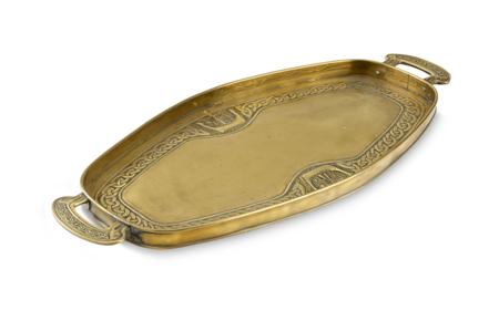 Appraisal: ALEXANDER RITCHIE IONA OVAL TWIN-HANDLED SERVING TRAY CIRCA brass repouss