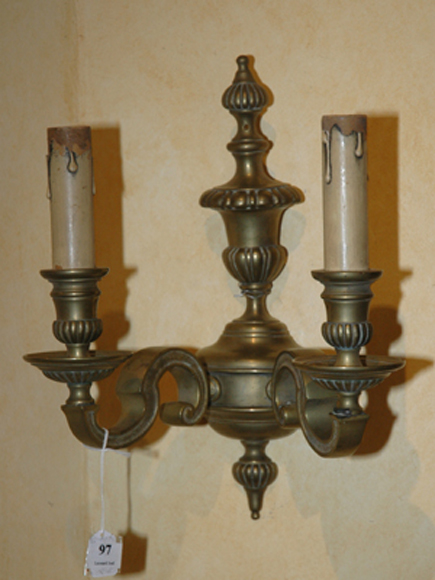 Appraisal: A PAIR OF TH CENTURY BRASS WALL BRACKETS Each with