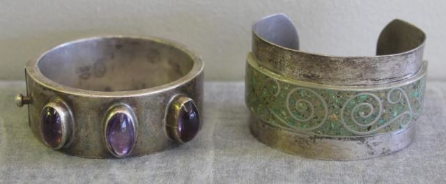 Appraisal: JEWELRY Mexican Silver Bracelets Includes a Los Ballesteros sterling cuff