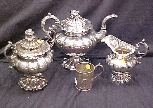 Appraisal: th C early American silver three piece tea service including