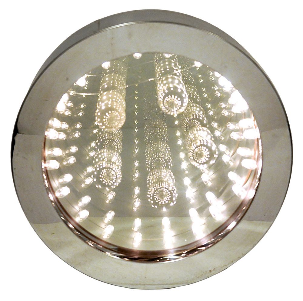 Appraisal: Round Chrome Infinity Mirror Style of Curtis Jere Round chrome