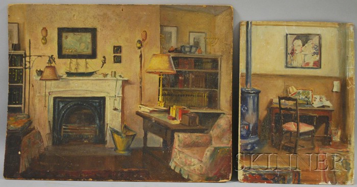 Appraisal: Lot of Two Works American School th Century Interior Study