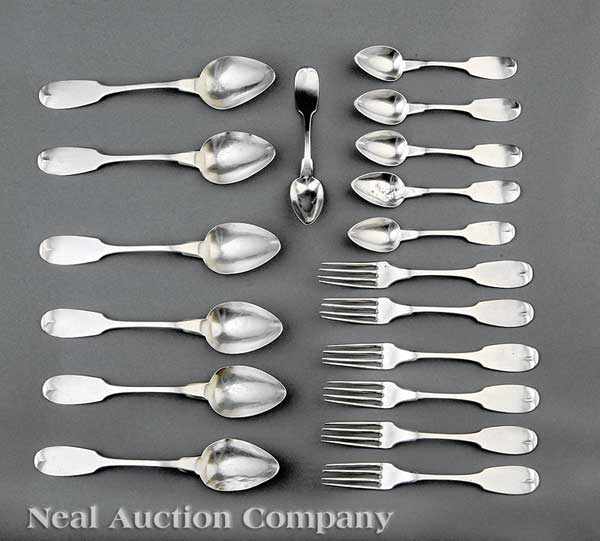 Appraisal: A New Orleans Coin Silver Fiddle Typt Flatware Service for