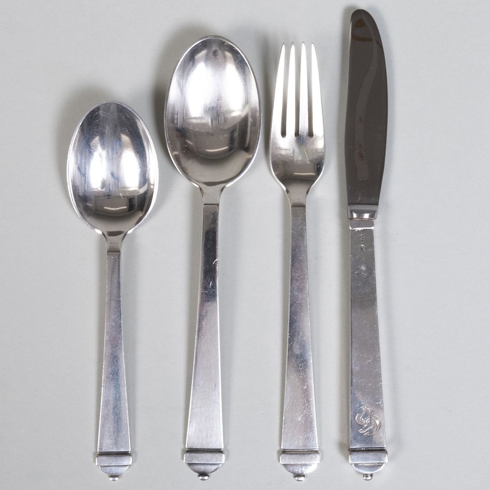 Appraisal: Danish Silver Flatware Service Marked for ' ' assayer's mark