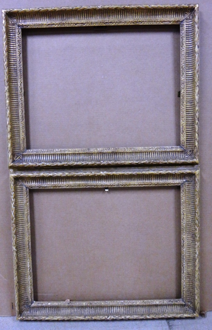 Appraisal: A pair of th century gilt plaster frames with reeded