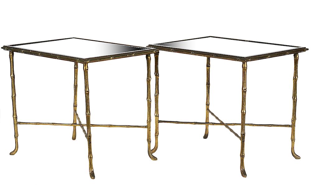 Appraisal: Pr Maison Jansen Style Bamboo Bronze Tables Attributed to Maison