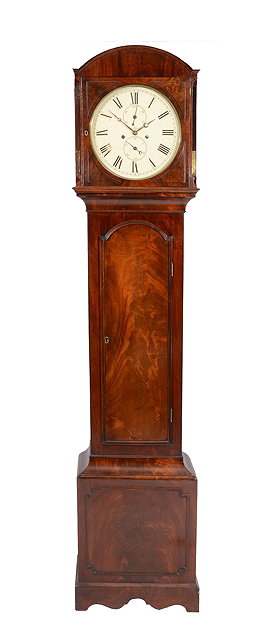 Appraisal: A REGENCY STYLE MAHOGANY EIGHT DAY LONGCASE CLOCK the diameter