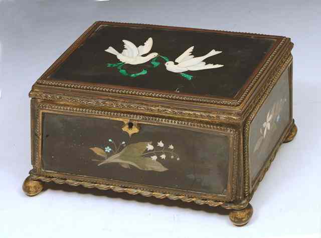 Appraisal: A TH CENTURY ITALIAN PIETRA DURA BRASS MOUNTED CASKET the