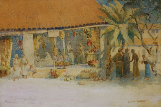 Appraisal: Leslie Board - Indian Market Scene watercolour signed 'LESLIE BOARD'