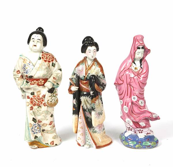 Appraisal: A group of five porcelain figures Including four Kutani porcelians