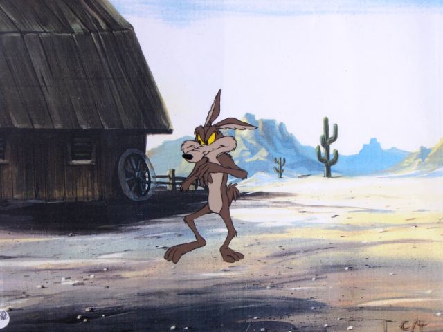 Appraisal: Wile E Coyote hand painted animation cel paired with c