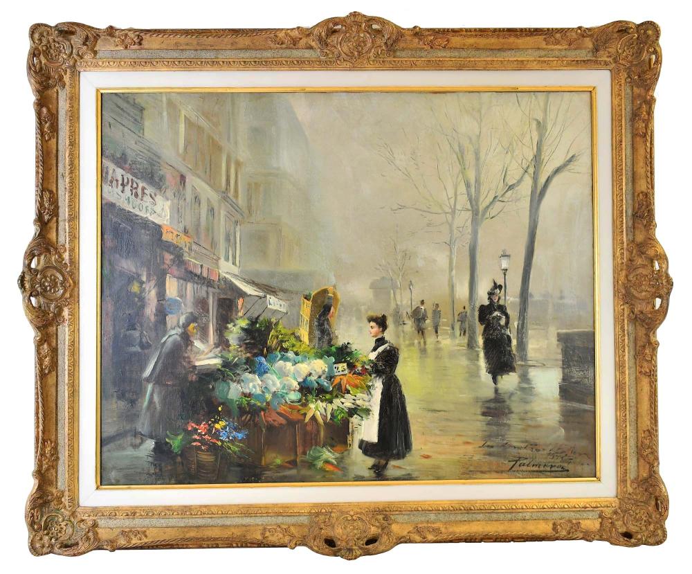 Appraisal: FRENCH SCHOOL TH CENTURY PAINTINGGrand Boulevard in Paris with Vegetable