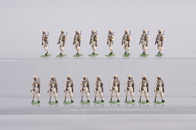 Appraisal: Lot of metal figures representing Sepoy Engineers in gloss Estimated