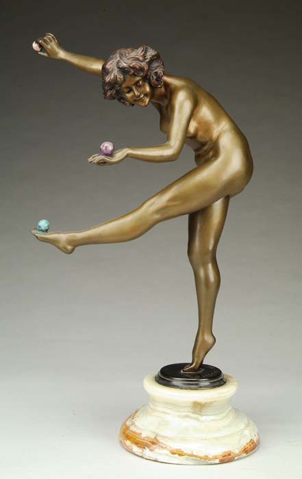 Appraisal: CLAIRE-JEANNE-ROBERTINE COLINET French - TRICKSTRESS Bronze sculpture of a nude