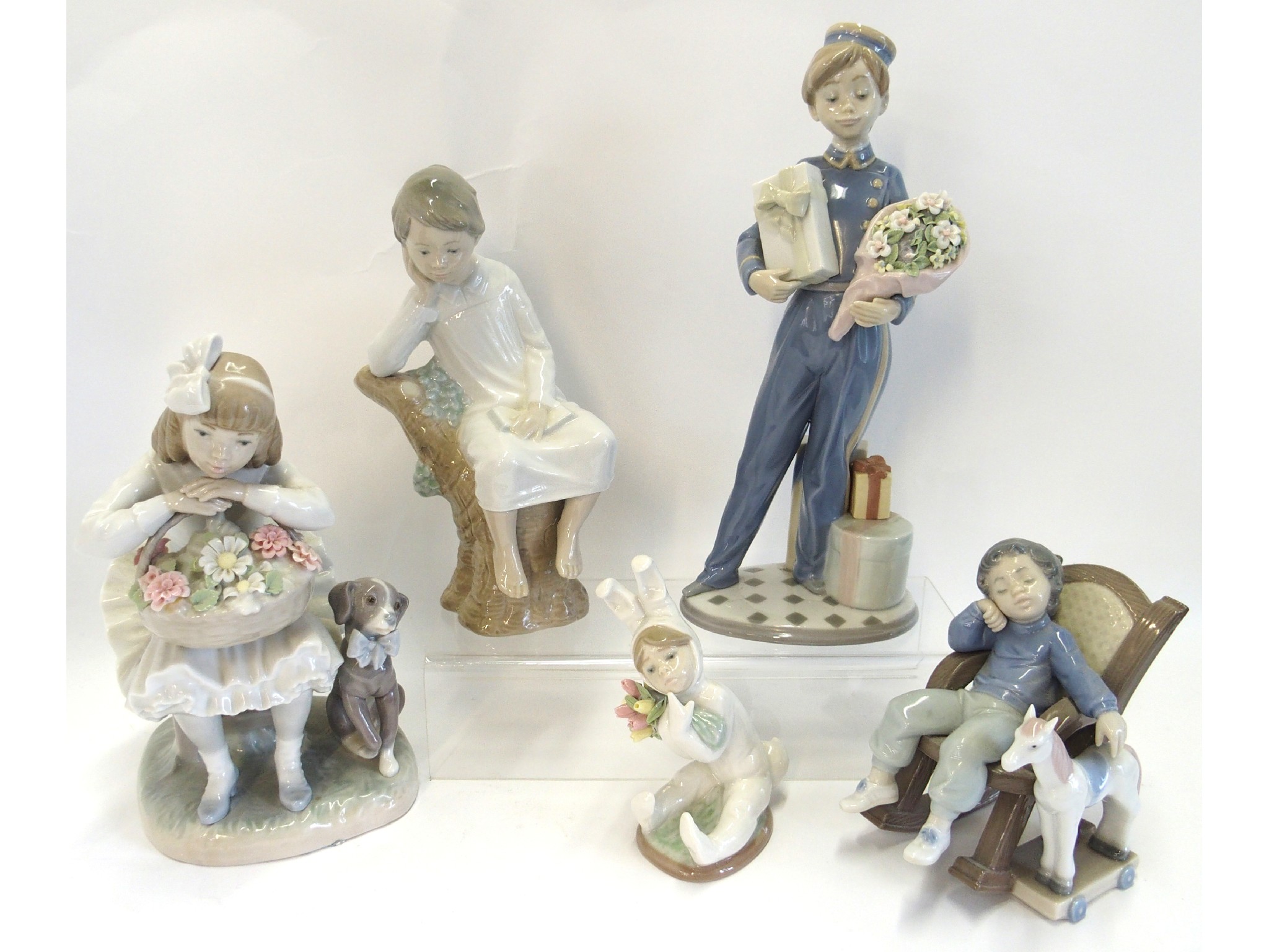 Appraisal: Five Lladro figures including All Tuckered Out by Jos Puche