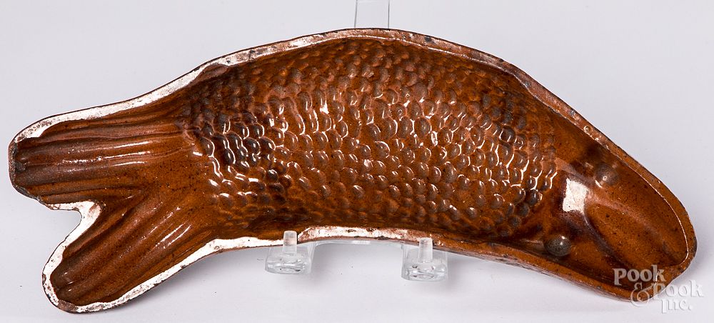 Appraisal: Pennsylvania redware fish mold th c Pennsylvania redware fish mold