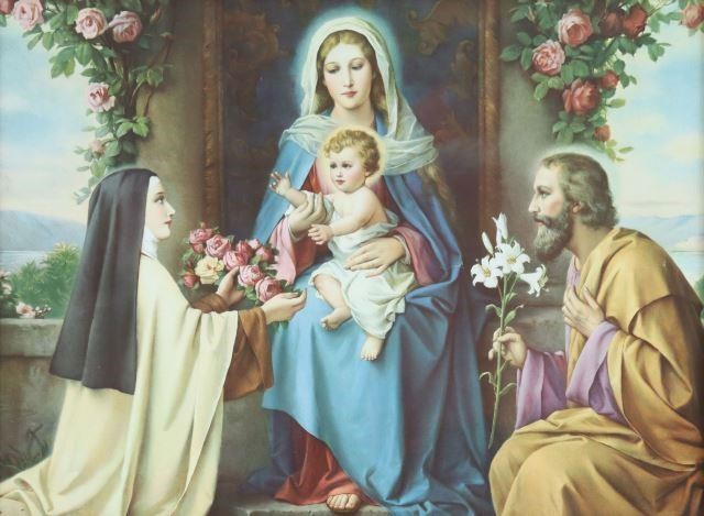 Appraisal: Framed religious print The Holy Family with Saint Therese centered