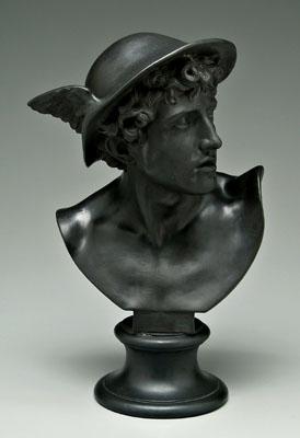 Appraisal: Wedgwood bust of Mercury black basalt mounted to waisted circular