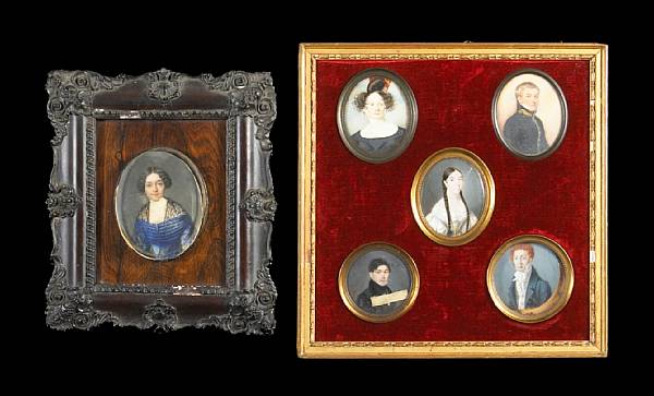 Appraisal: A grouping of six European portrait miniatures th th century