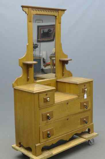 Appraisal: th c Victorian chestnut chest with mirror '' W ''