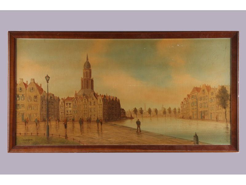 Appraisal: Adrianus Bongers - Flemish Townscape oil on canvas signed lower