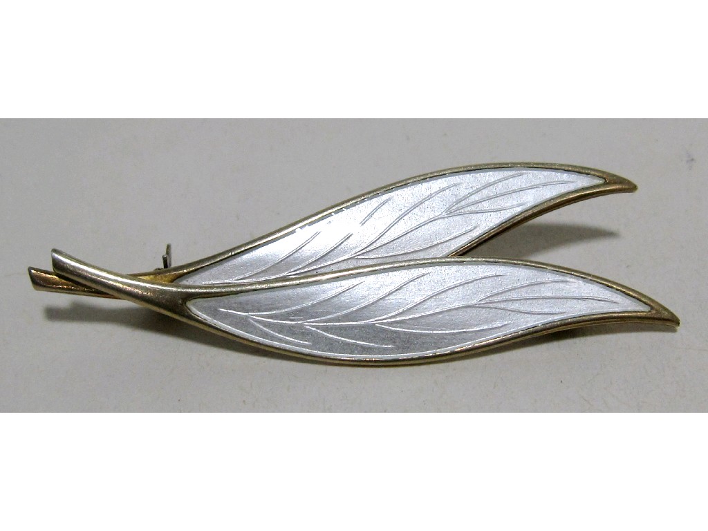 Appraisal: David Anderson silver and enamel leaf brooch