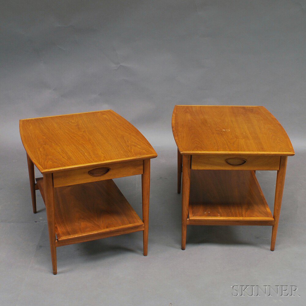 Appraisal: Pair of Heritage Henredon Mid-century Walnut One-drawer Side Tables th