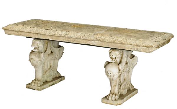 Appraisal: The rectangular seat raised on a pair of adorsed griffin