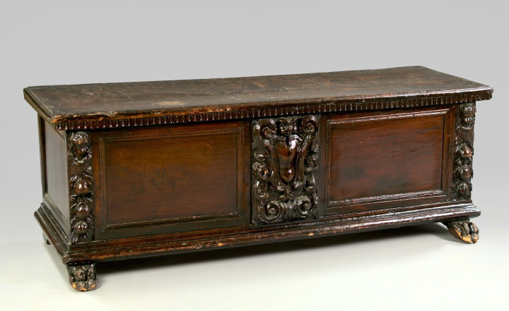 Appraisal: Italian Carved Walnut Cassone late th century and later the