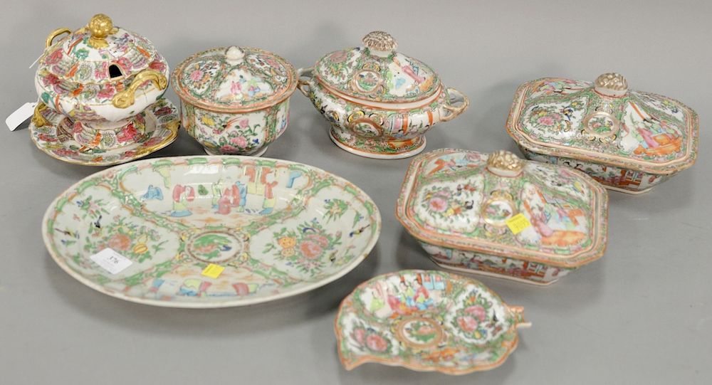 Appraisal: Eight piece lot to include a pair of rose medallion